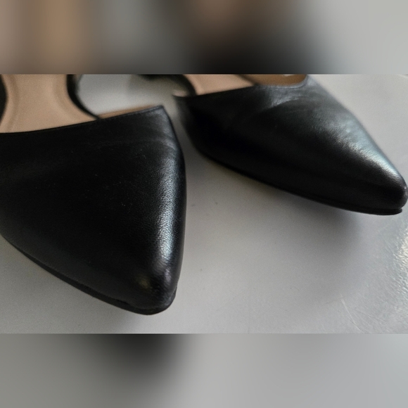 Marc Fisher LTD Black Leather Flats Pointed Toe D’Orsay Size 6.5 Classic Minimal - Picture 4 of 10